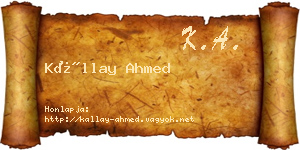 Kállay Ahmed névjegykártya